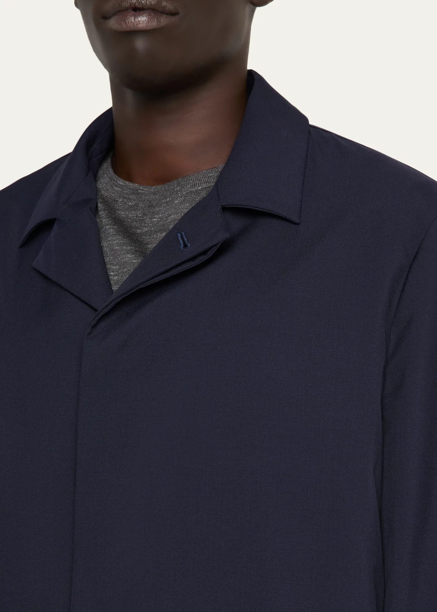 KNTMen's Wool Hidden Button-Front Bomber Jacket