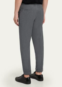 KNTMen's Wool Sharkskin Stretch Pleated Trousers