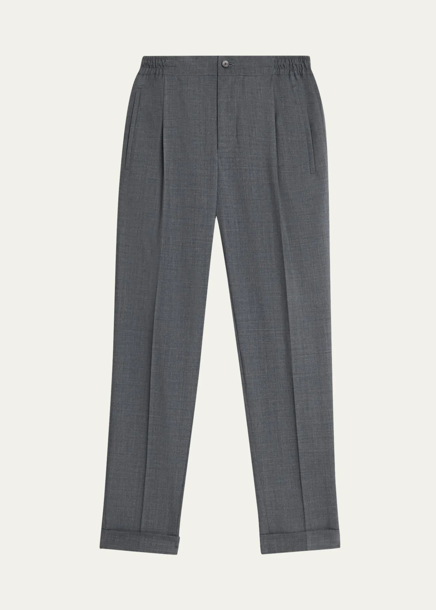 KNTMen's Wool Sharkskin Stretch Pleated Trousers