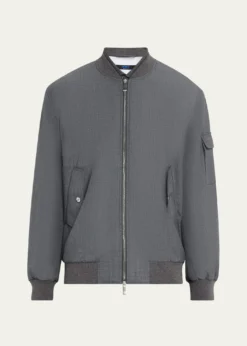 KNTMen's Zip-Front Wool Bomber Jacket
