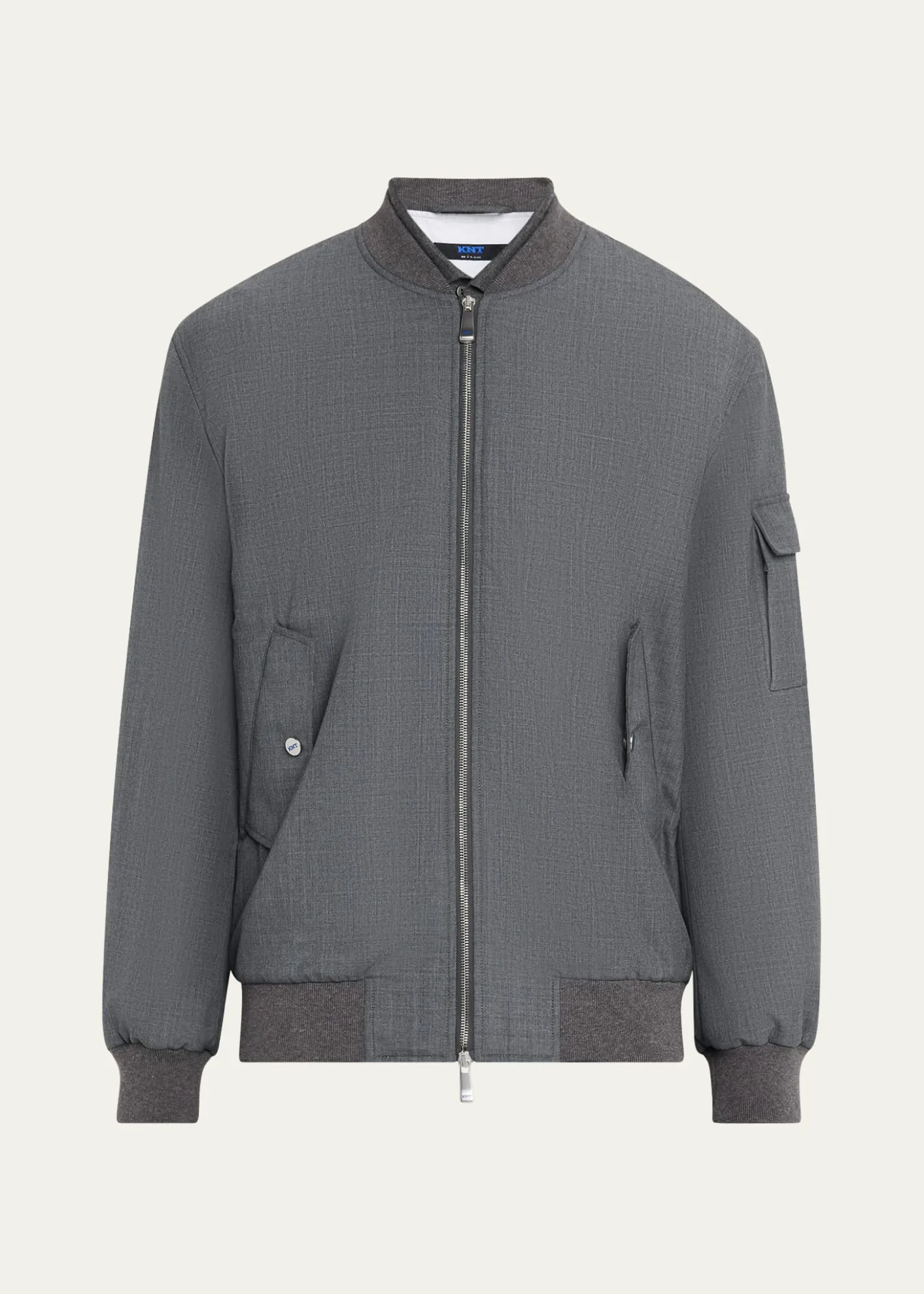 KNTMen's Zip-Front Wool Bomber Jacket