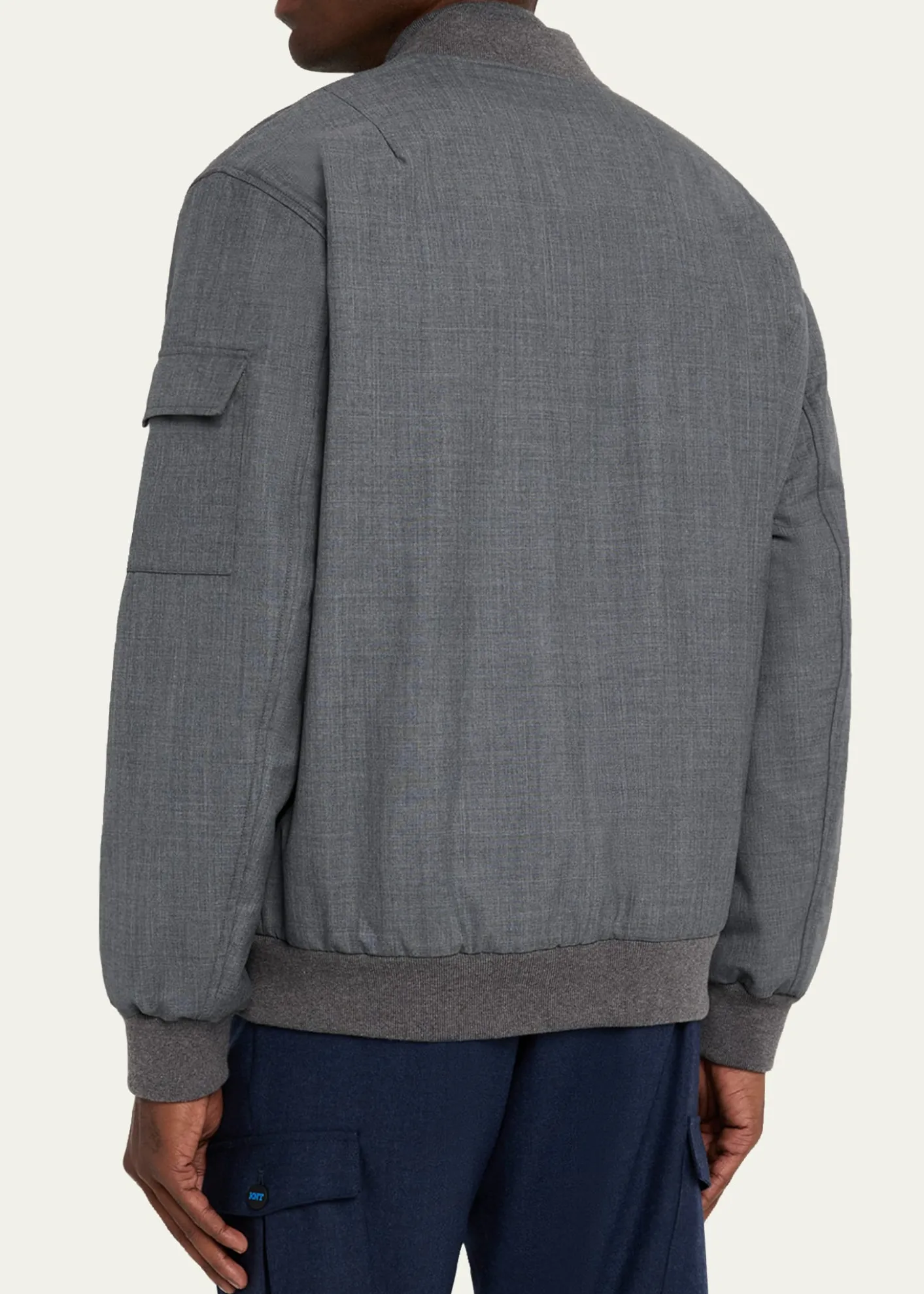 KNTMen's Zip-Front Wool Bomber Jacket