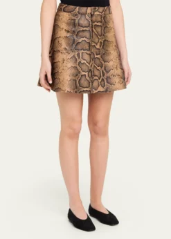 Kobi HalperinAddie Snake Leather A-Line Miniskirt