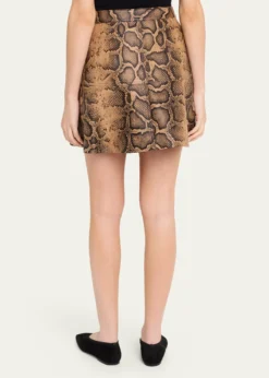 Kobi HalperinAddie Snake Leather A-Line Miniskirt
