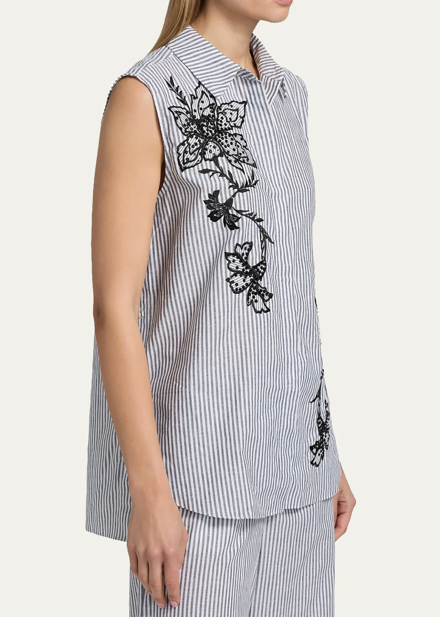 Kobi HalperinAerin Striped Floral-Embroidered Blouse