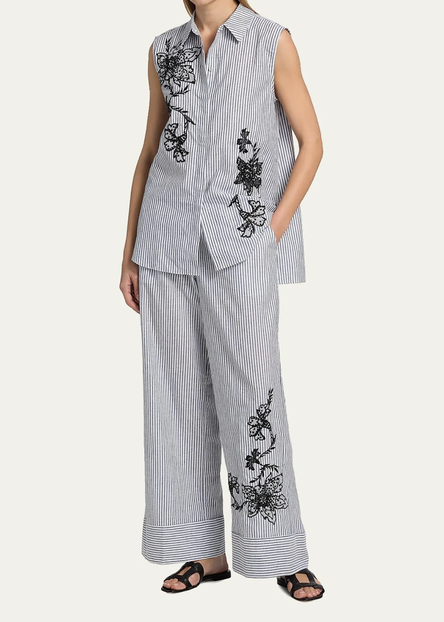 Kobi HalperinAerin Striped Floral-Embroidered Blouse