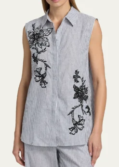 Kobi HalperinAerin Striped Floral-Embroidered Blouse