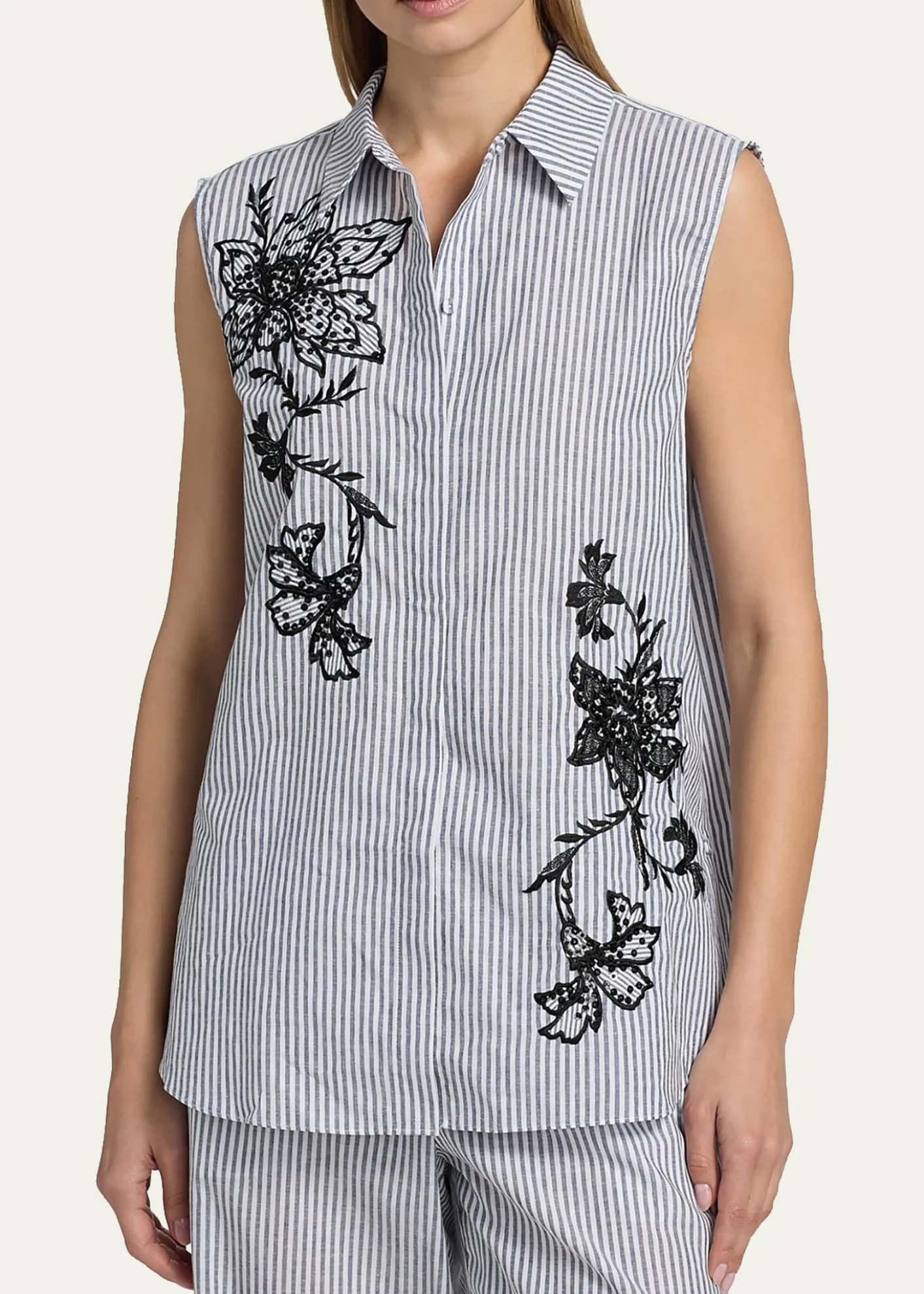 Kobi HalperinAerin Striped Floral-Embroidered Blouse