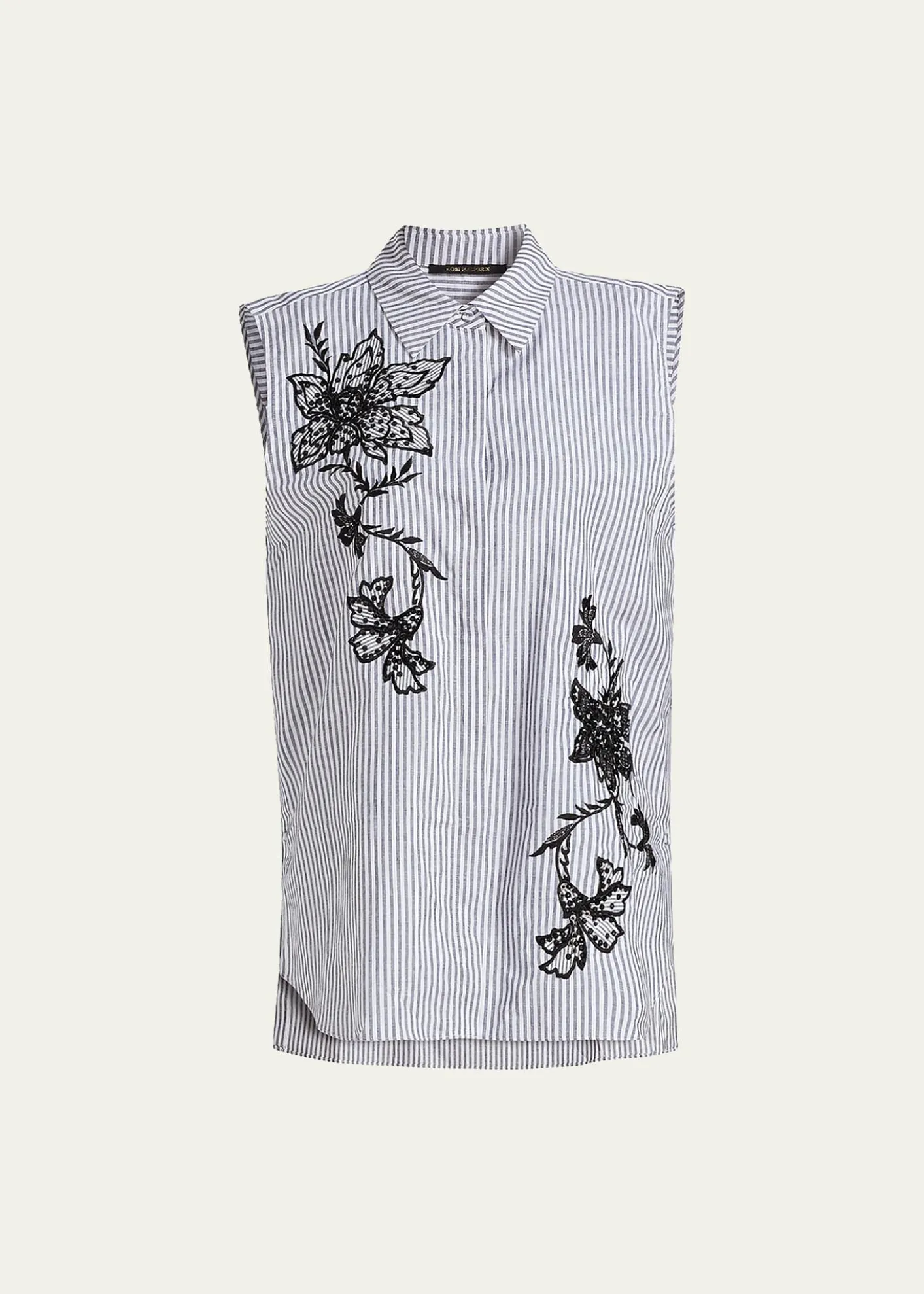Kobi HalperinAerin Striped Floral-Embroidered Blouse