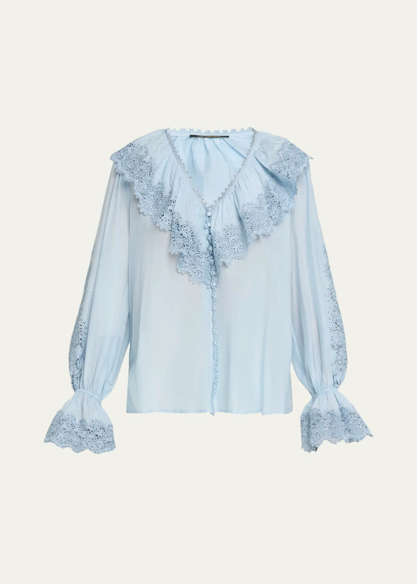 Kobi HalperinArielle Lace-Trim Ruffle Blouse