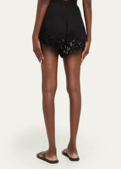 Kobi HalperinAshlyn Sequin Fringe Lace-Trim Shorts
