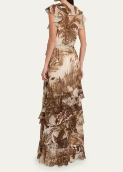 Kobi HalperinElanor Botanical-Print Ruffle Wrap Maxi Dress