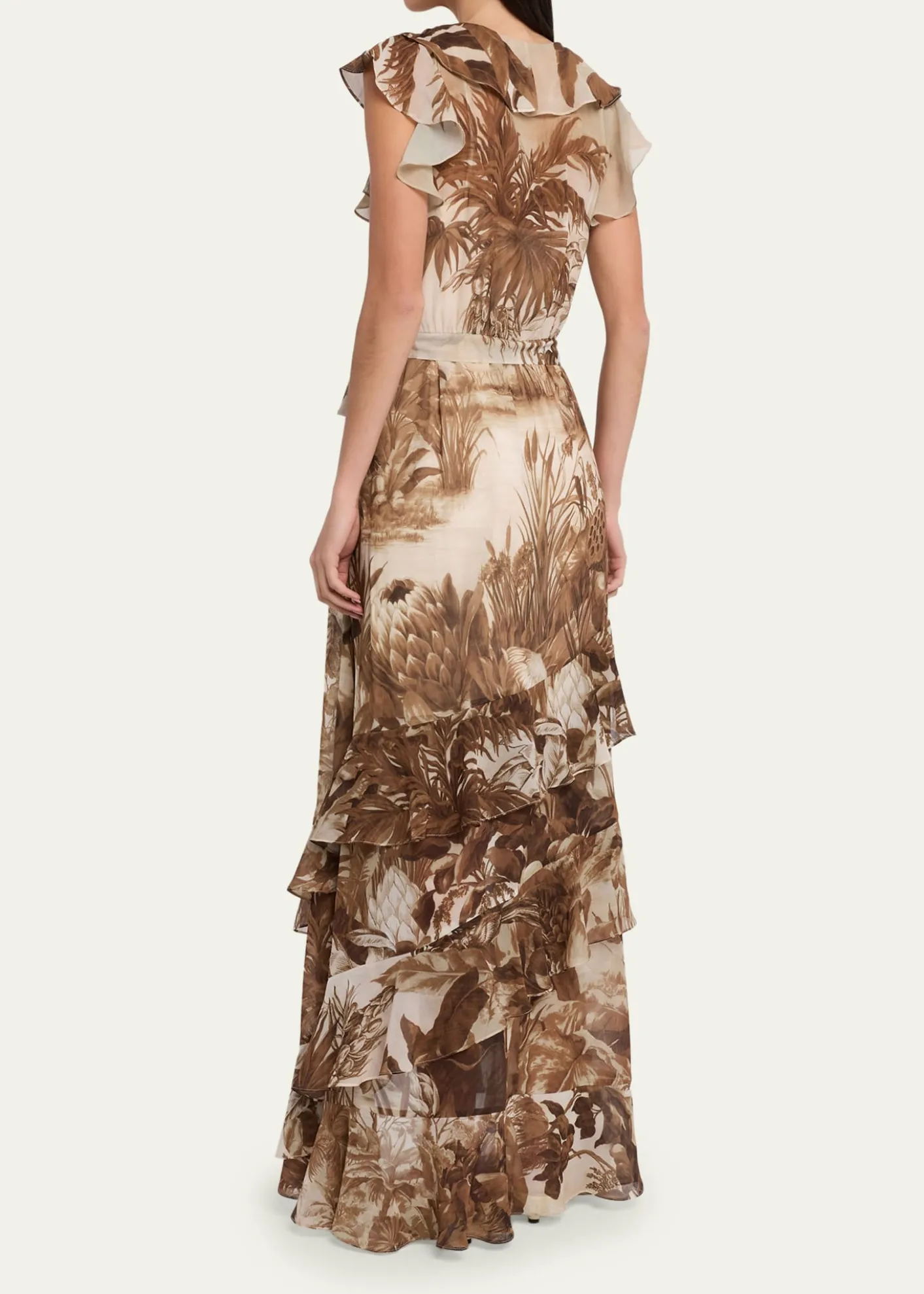 Kobi HalperinElanor Botanical-Print Ruffle Wrap Maxi Dress