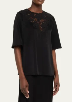 Kobi HalperinFrankie Lace-Inset Satin Back Crepe Blouse