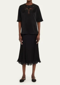 Kobi HalperinFrankie Lace-Inset Satin Back Crepe Blouse