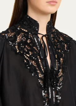 Kobi HalperinHarper Sequin Lace-Yoke Blouse