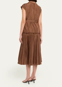 Kobi HalperinLogan Pleated Drop-Waist Midi Dress