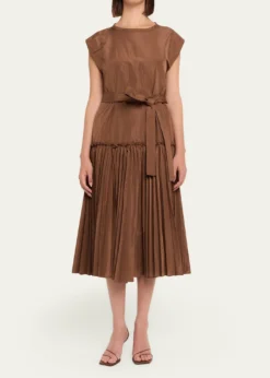 Kobi HalperinLogan Pleated Drop-Waist Midi Dress