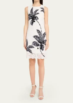 Kobi HalperinMaren Sleeveless Palm Leaf-Print Lace Dress