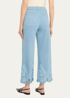 Kobi HalperinMarigold Embroidered Washed Denim Wide-Leg Pants