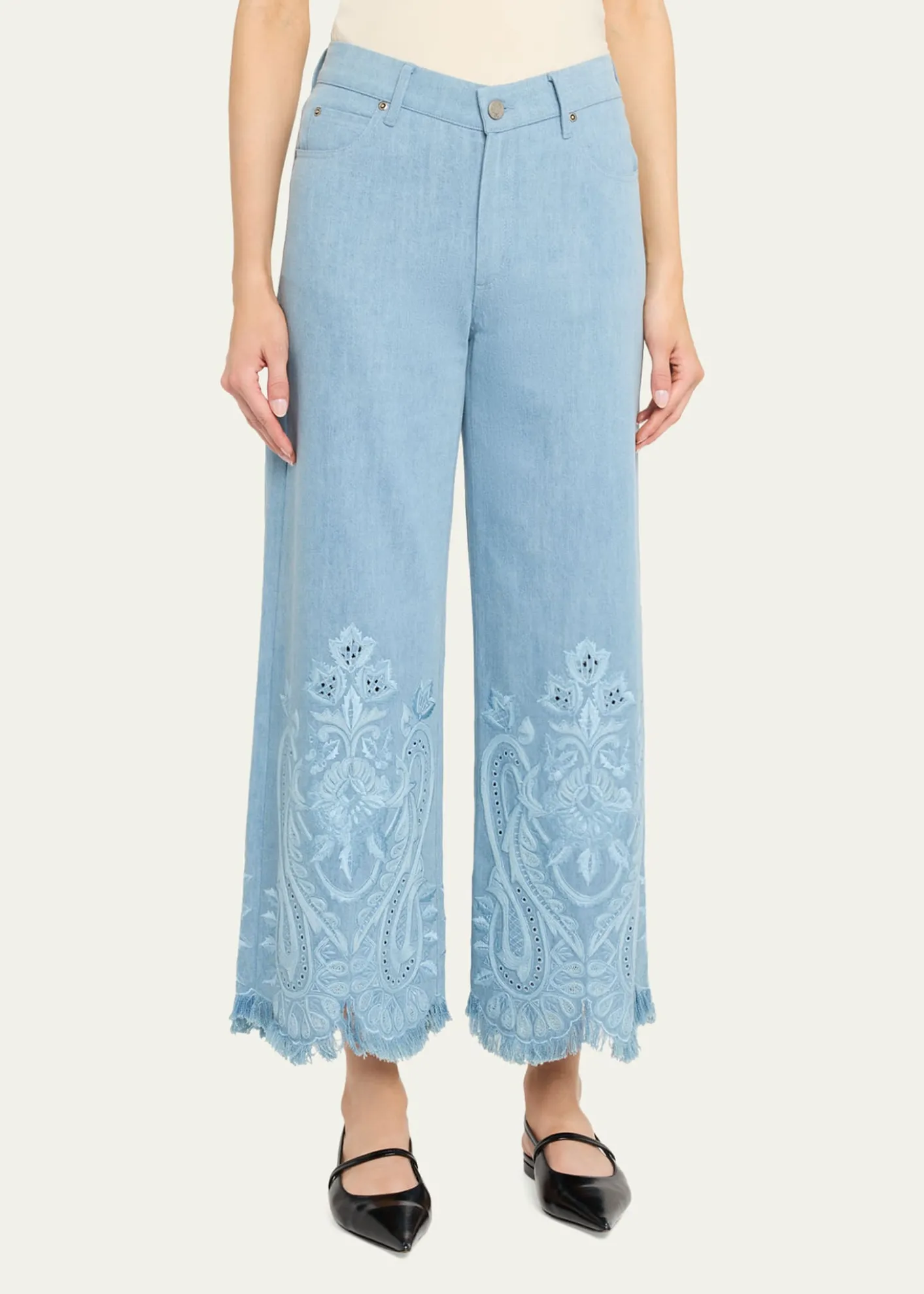 Kobi HalperinMarigold Embroidered Washed Denim Wide-Leg Pants