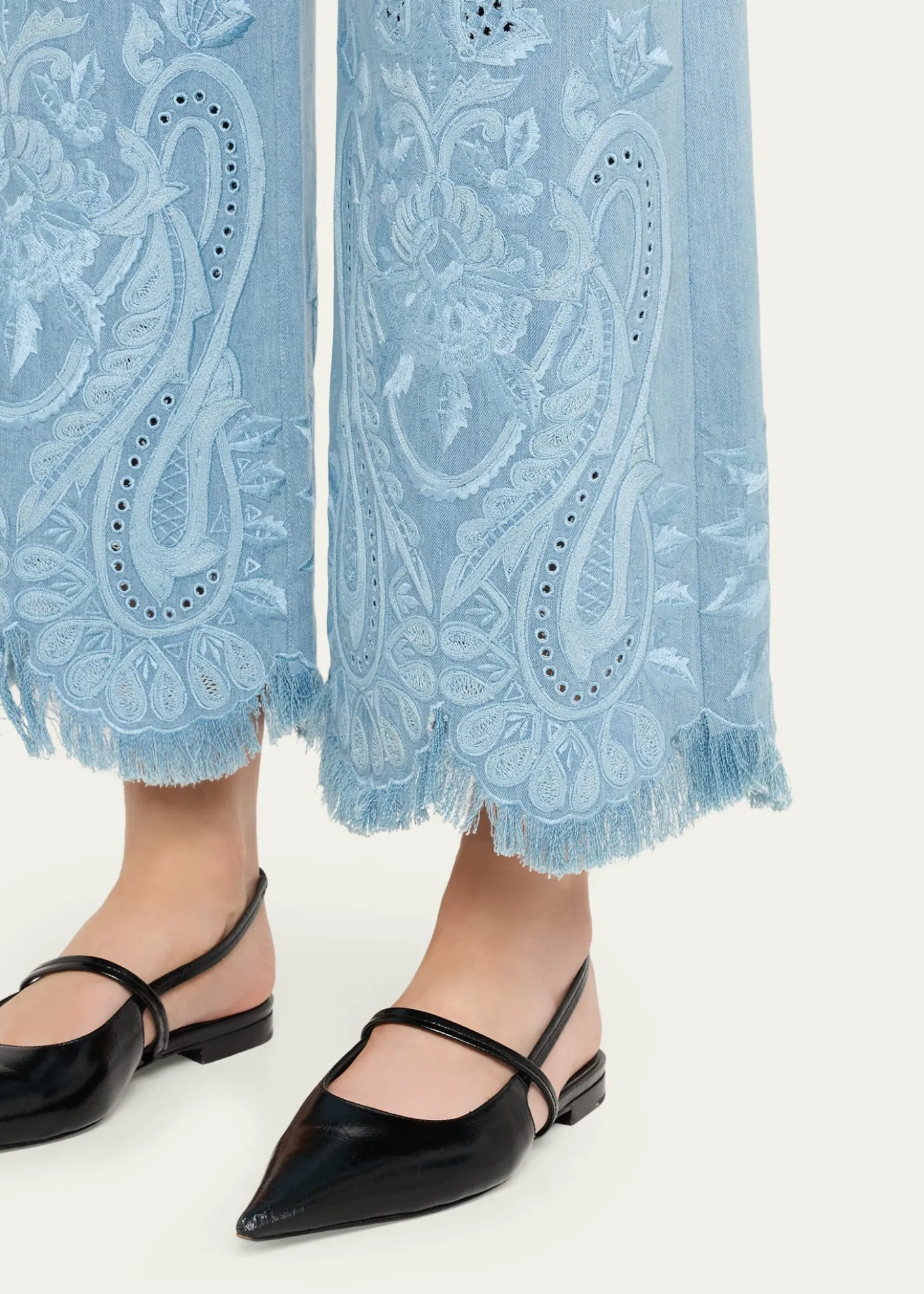 Kobi HalperinMarigold Embroidered Washed Denim Wide-Leg Pants