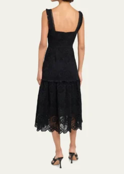 Kobi HalperinMona Square-Neck Lace Midi Dress