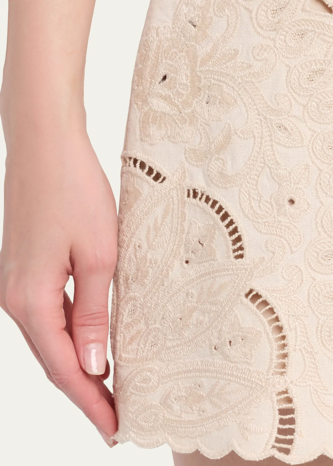 Kobi HalperinNatalie Embroidered Cotton-Linen Mini Skirt