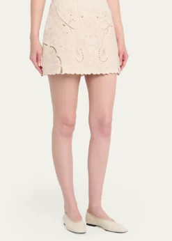 Kobi HalperinNatalie Embroidered Cotton-Linen Mini Skirt