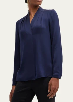 Kobi HalperinNellie Pleated V-Neck Long-Sleeve Blouse