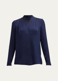 Kobi HalperinNellie Pleated V-Neck Long-Sleeve Blouse