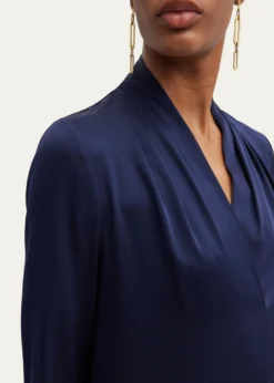 Kobi HalperinNellie Pleated V-Neck Long-Sleeve Blouse
