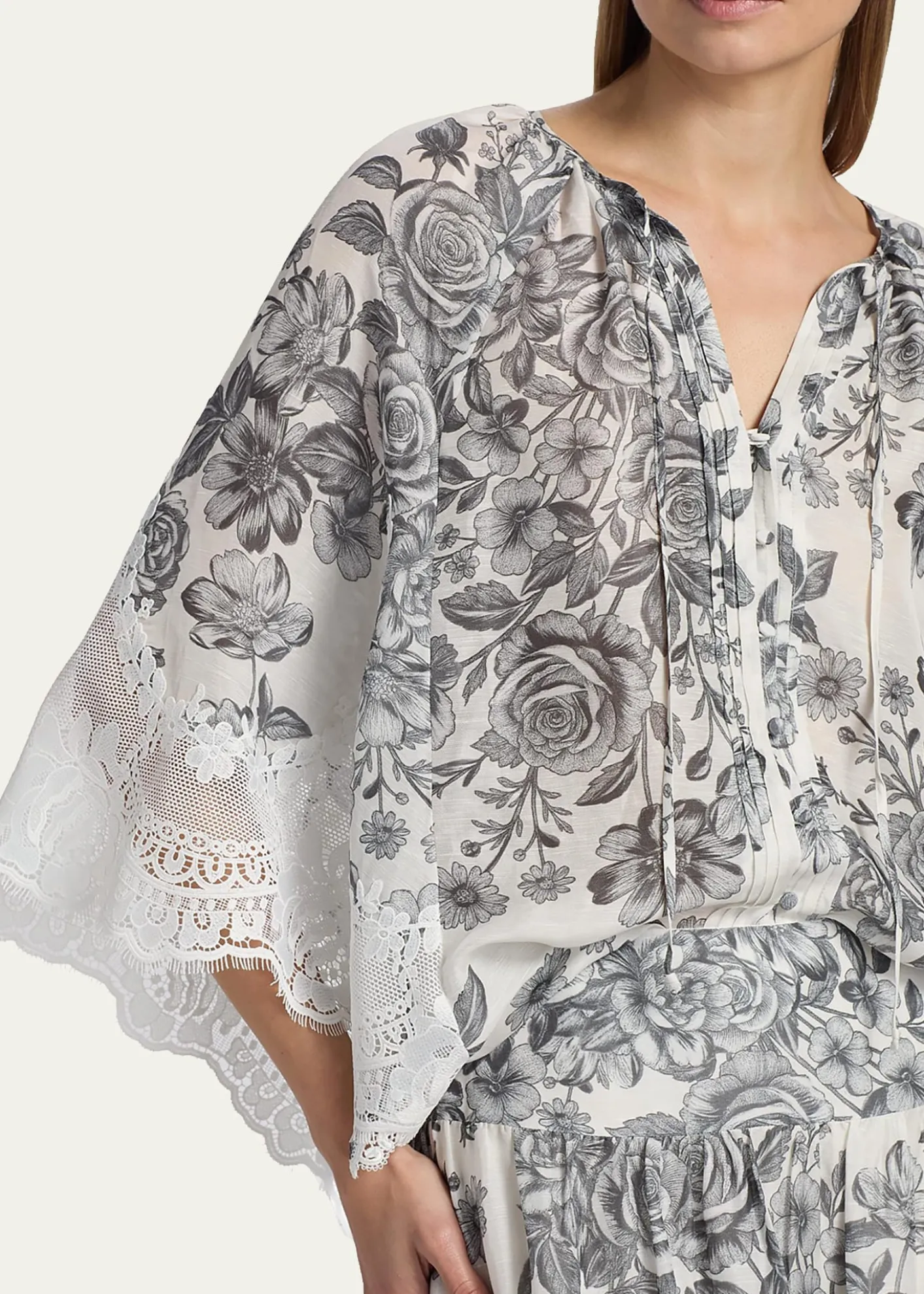 Kobi HalperinPaloma Lace-Trim Viscose-Linen Blouse