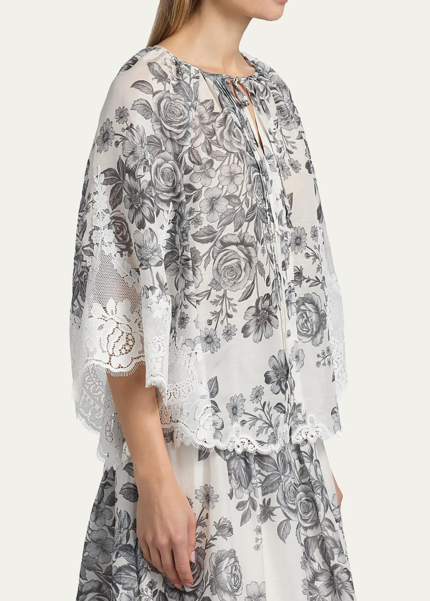 Kobi HalperinPaloma Lace-Trim Viscose-Linen Blouse