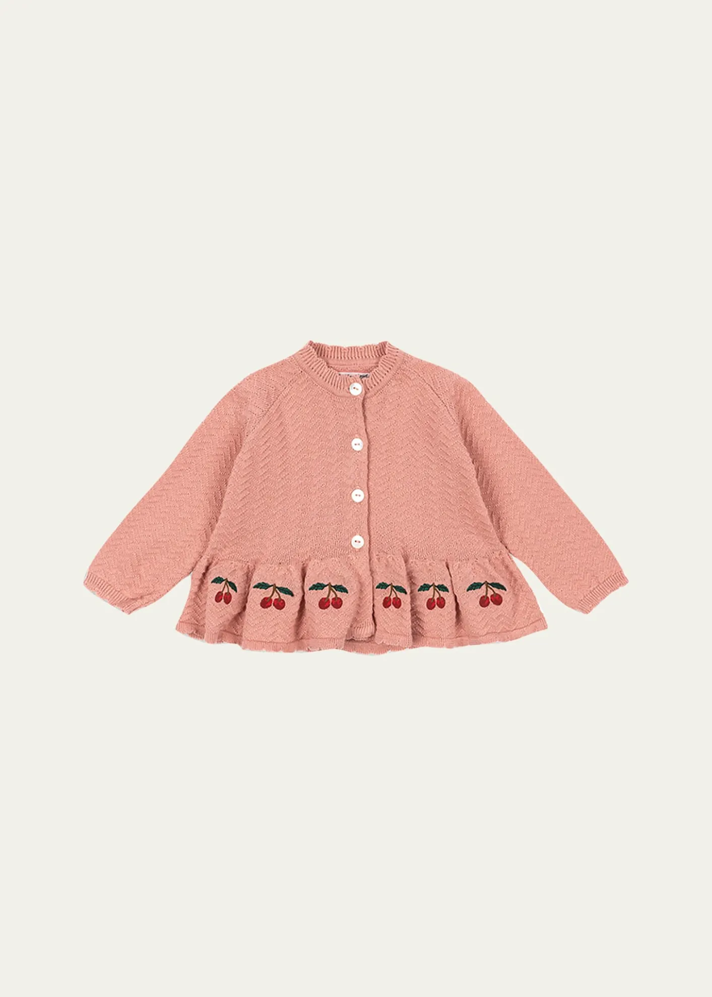Konges SlojdGirl's Cypres Wavy Knit Peplum Cardigan, Size 3M-8