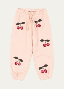 Konges SlojdGirl's Lou Cherry-Embroidered Terry Sweatpants, Size 6M-8