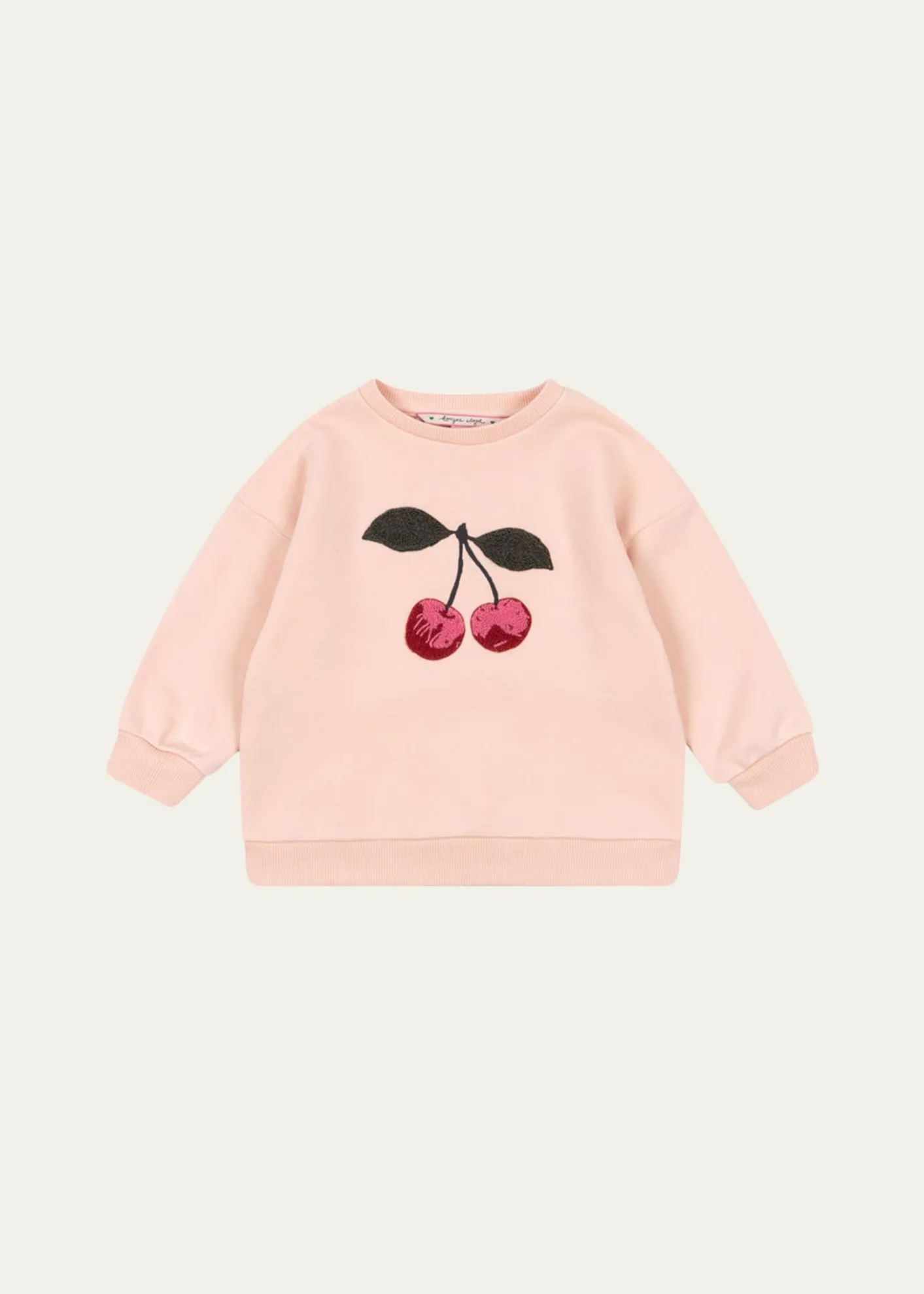 Konges SlojdGirl's Lou Cherry-Embroidered Terry Sweatshirt, Size 6M-8