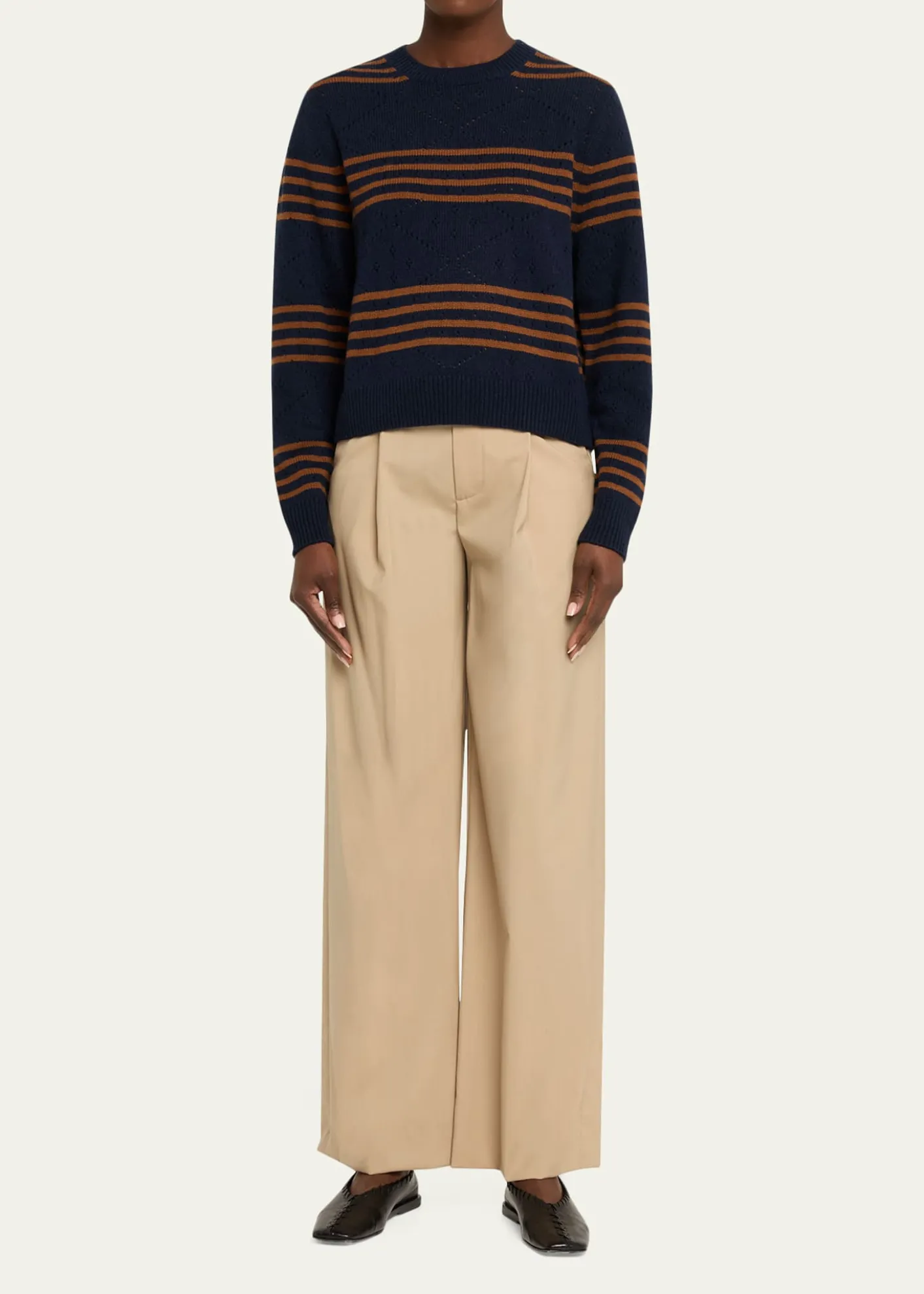 KuleSKN Striped Pointelle Cashmere Sweater