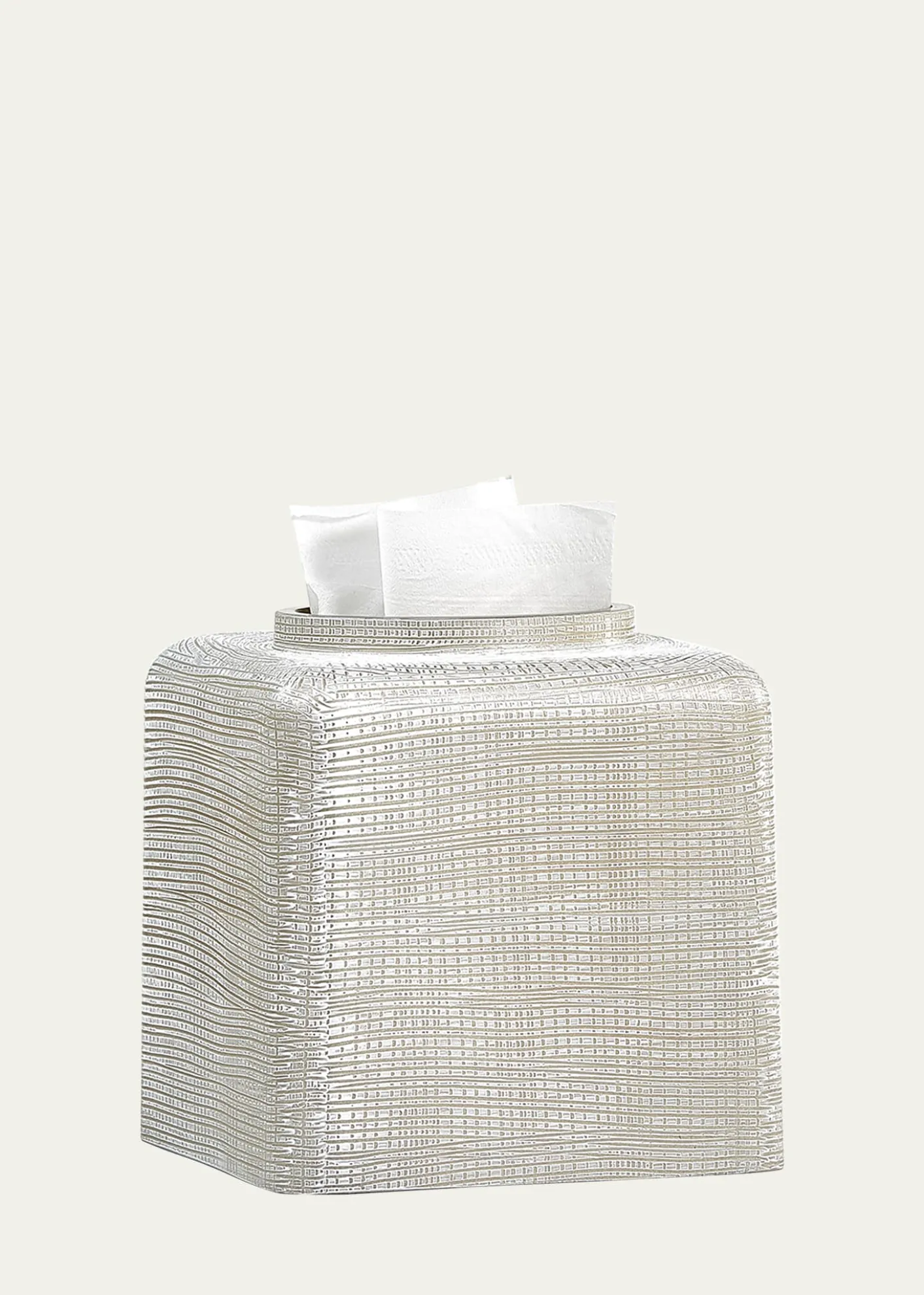 LabrazelWoven Tissue Box Cover, Platinum