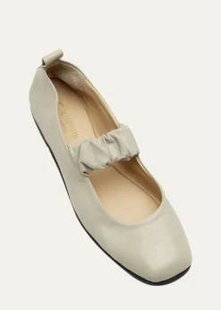La CanadienneGrey Leather Mary Jane Ballerina Flats