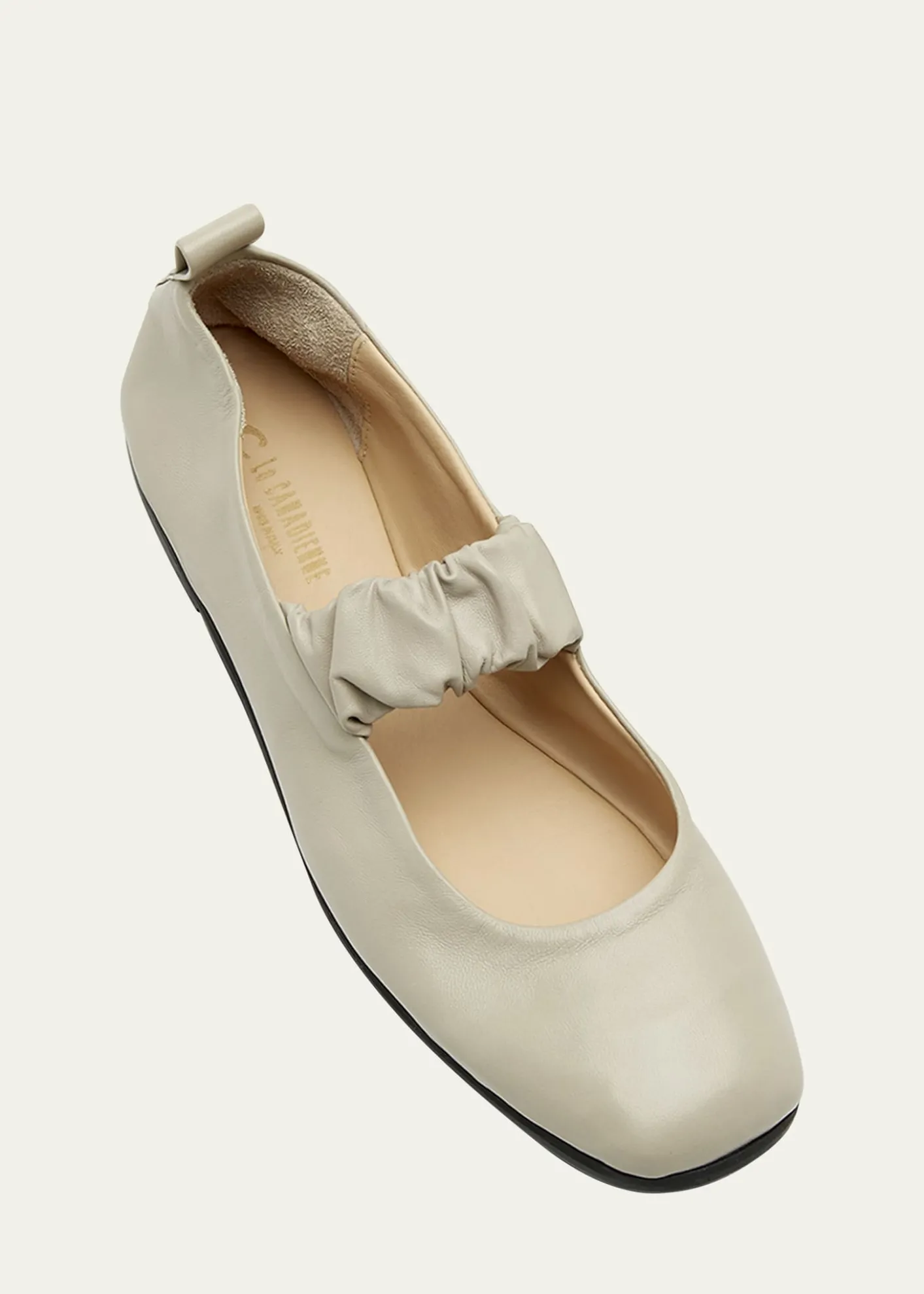 La CanadienneGrey Leather Mary Jane Ballerina Flats