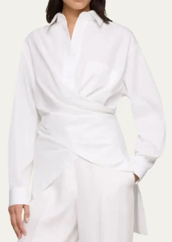 Lafayette 148 New YorkConvertible Long-Sleeve Poplin Shirt