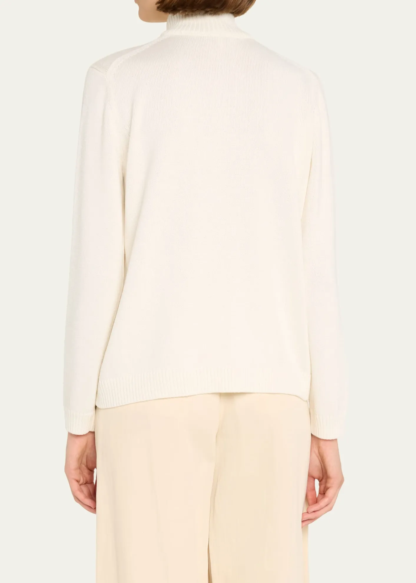 Lafayette 148 New YorkCotton-Silk Tape Fitted Bomber Sweater