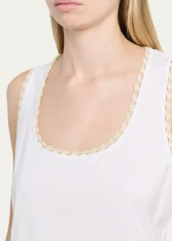 Lafayette 148 New YorkCrochet-Trim Cotton Rib Tank Top