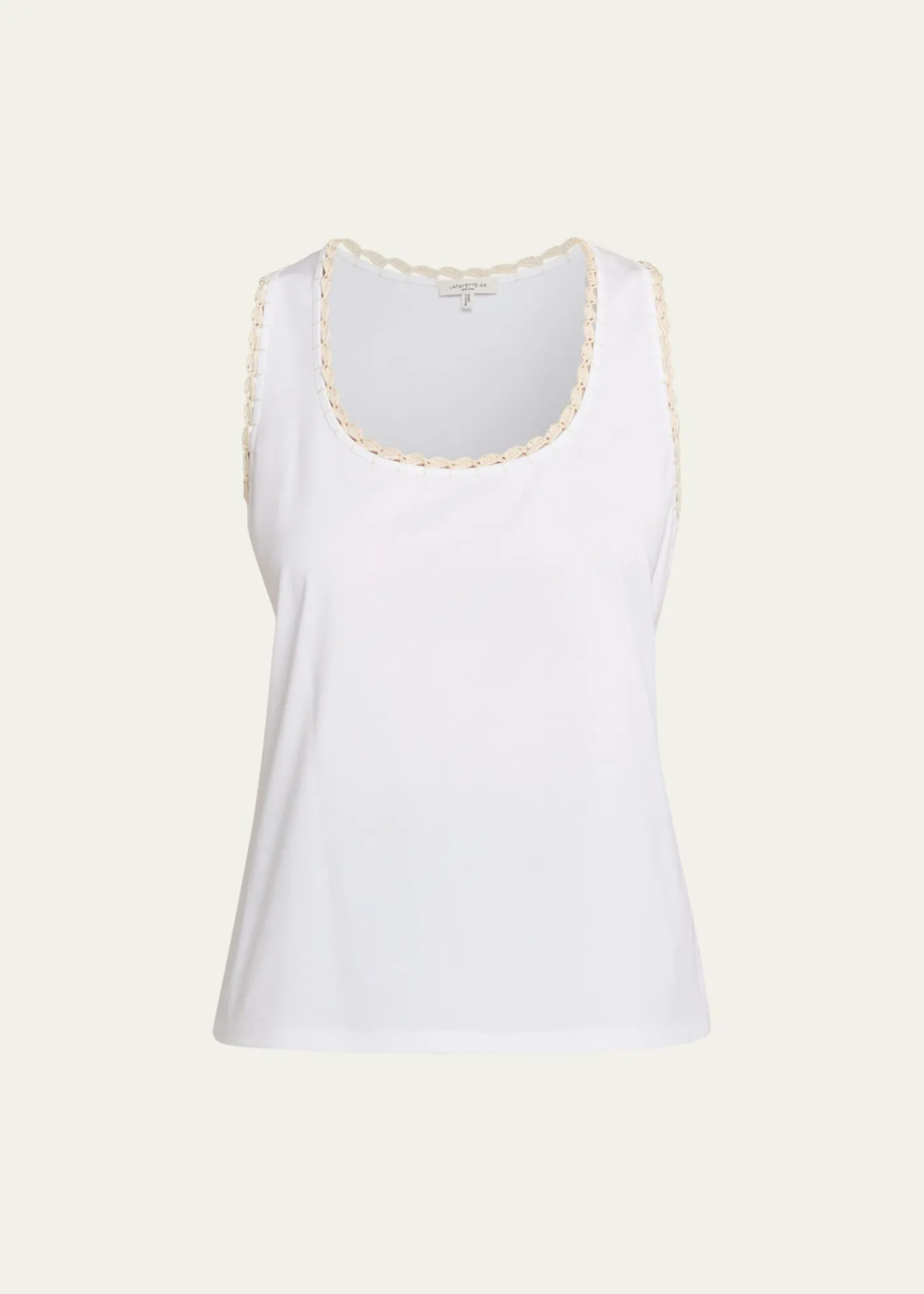 Lafayette 148 New YorkCrochet-Trim Cotton Rib Tank Top
