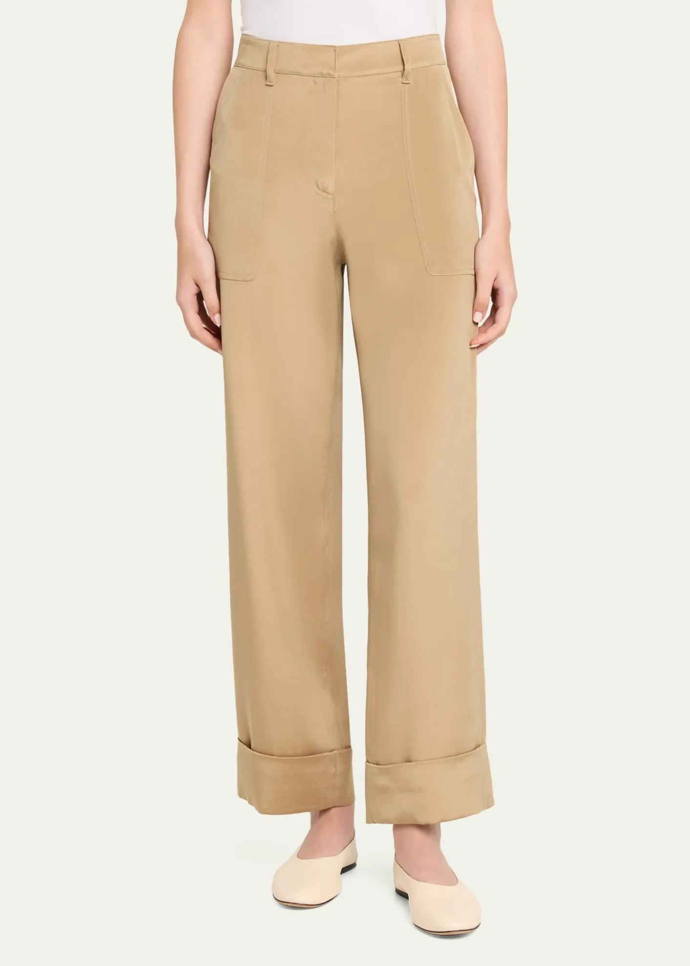Lafayette 148 New YorkCuffed Straight-Leg Silk Georgette Pants
