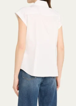 Lafayette 148 New YorkFitted Cap-Sleeve Cotton Shirt