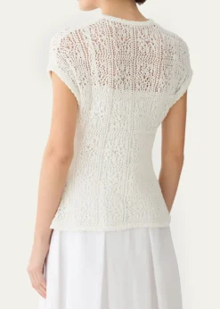 Lafayette 148 New YorkLace-Stitch Cotton Knit Sweater