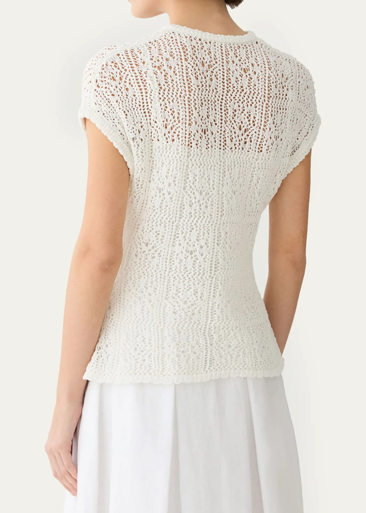 Lafayette 148 New YorkLace-Stitch Cotton Knit Sweater