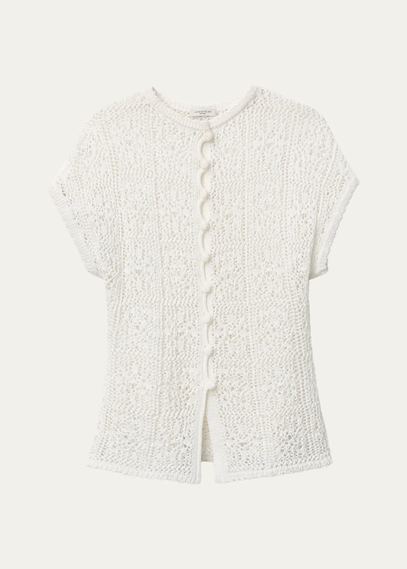 Lafayette 148 New YorkLace-Stitch Cotton Knit Sweater